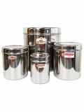 S.S. Round Shape Canister (Container/Dabba) w/ Lid For Home Kitchen